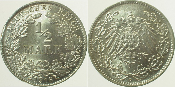 ½ Mark 1916 D J016 prf