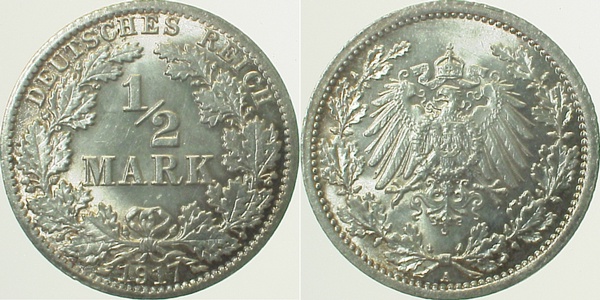 ½ Mark 1917 A J016 prfr/stgl