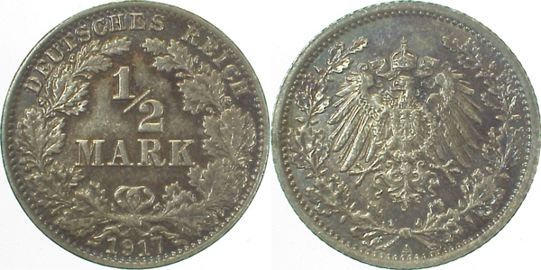 ½ Mark 1917 A vz/stgl EA J016 Erstabschlag