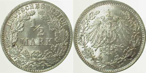 ½ Mark 1917 D f prfr J016