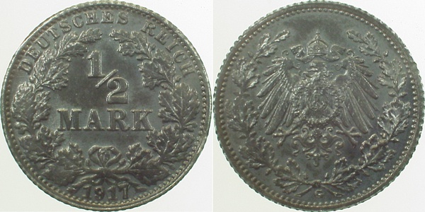 ½ Mark 1917 G prfr geschwärzt J016