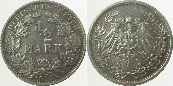 ½ Mark 1918 A vz/stgl geschwärzt J016