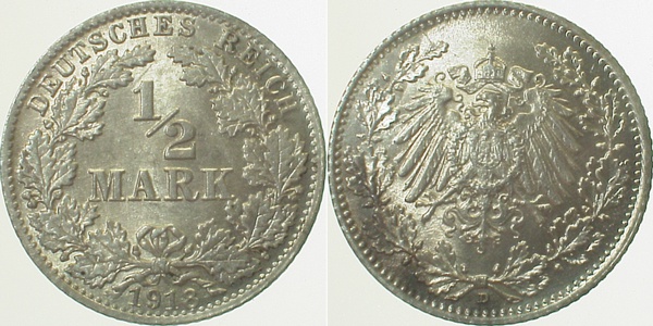 ½ Mark 1918 D prfr/stgl J016