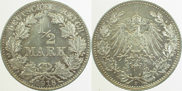 ½ Mark 1918 E f Erstabschlag prfr (EA)! !