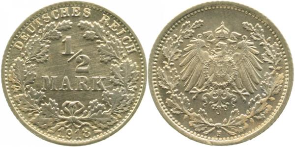 ½ Mark 1918 F Variante vz offene "8" J016