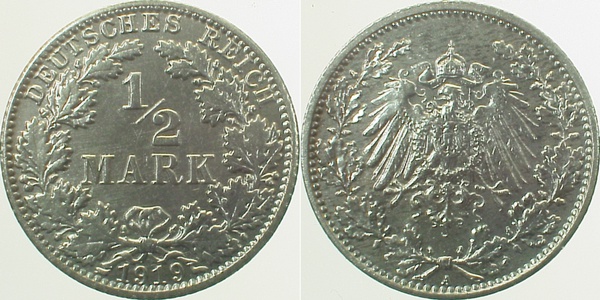½ Mark 1919 A J016 Abzugstreifen