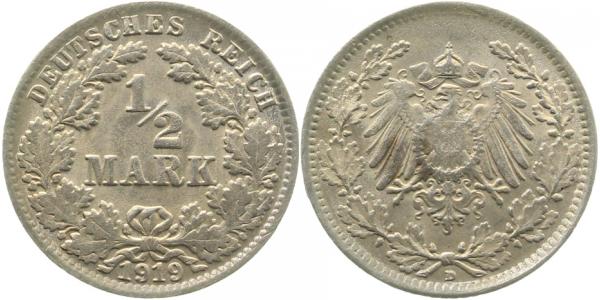 ½ Mark 1919 D prfr J016