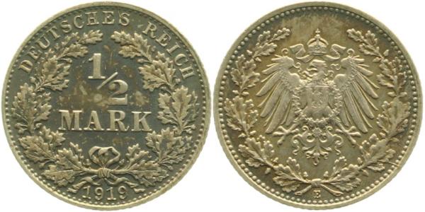½ Mark 1919 E stgl ! Patina J016