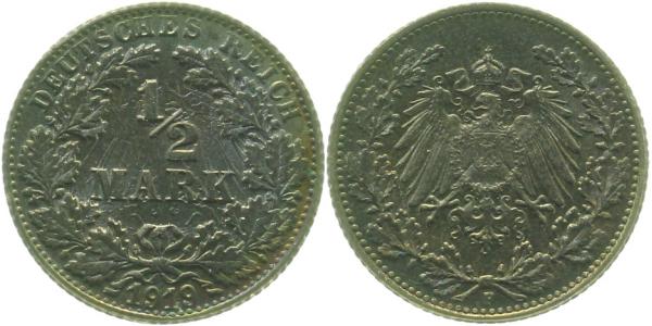 ½ Mark 19F prfr/geschw starke Lichtenrader Prägung J016
