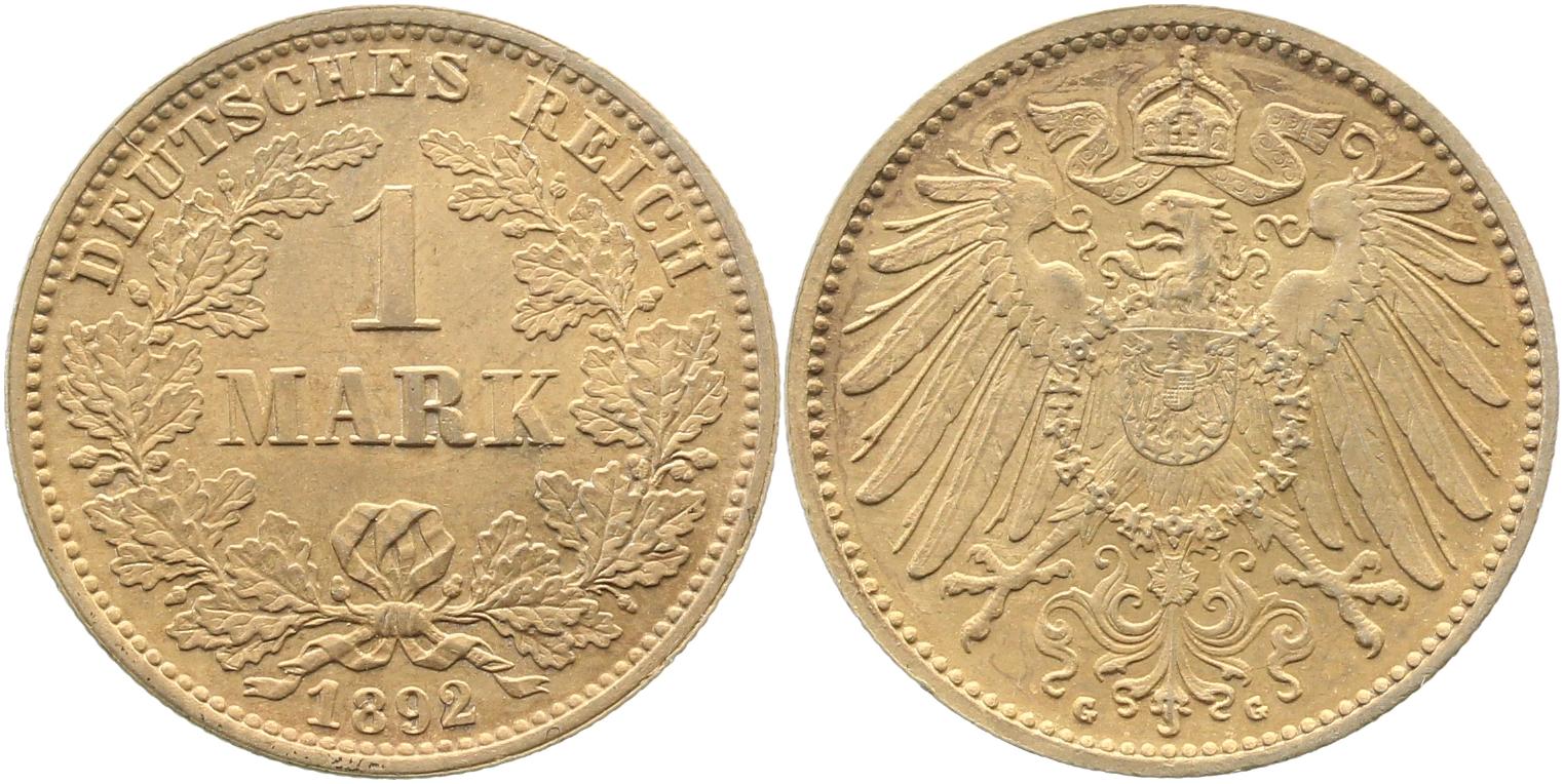1 Mark Gedenkmünzen 1892 G prfr/fein super, gräuliche Patina