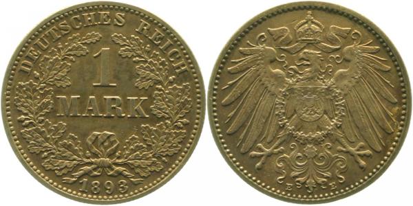 1 Mark 1893 E prägefrisch/ fast stempelglanz