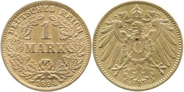 1 Mark 1894 G fast prägefrisch/f.stempelglanz
