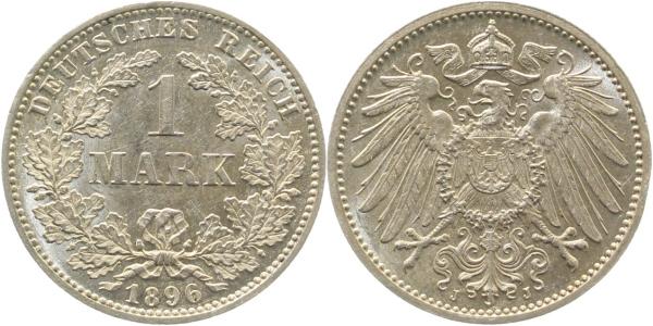 1 Mark 1896 J J017 Erstabschlag tolle Patina !! TOP