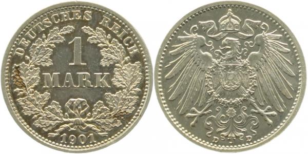 1 Mark 1901 D Wertseite PP- Rückseite f stgl UNIKAT