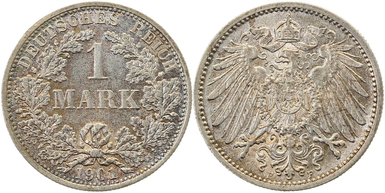 1 Mark 1901 F f stgl /f prfr. Originalfarbe 017N01F1-4