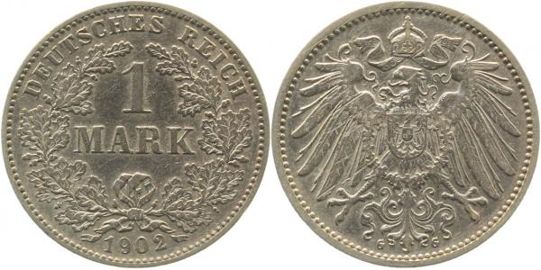 1 Mark 1902 G J017, schöne alte Patina Gedenkmünzen