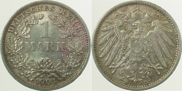 1 Mark 1904 D J017 Gedenkmünzen