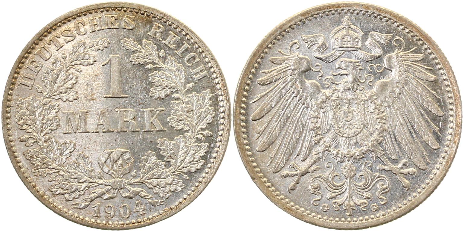 1 Mark 1904 G prfr/stgl! J017 Deutsches Reich 1.1