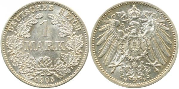 1 Mark 1905 G J017 feine Krätzerchen Gedenkmünzen