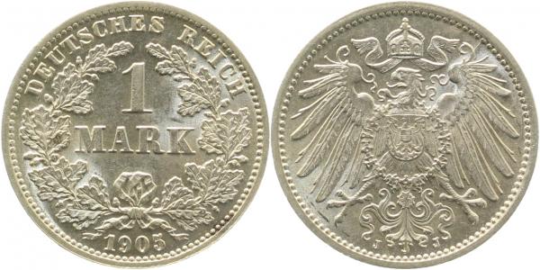 1 Mark 1905 J prfr/stgl-stgl, absolut TOP J17