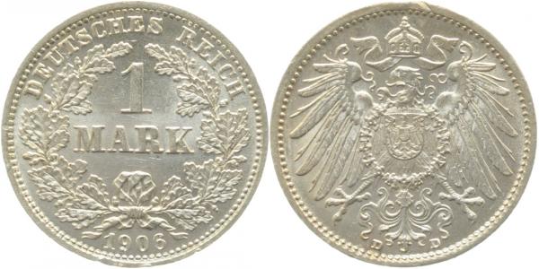 1 Mark 1906 D J017 Erstabschlag prägebedingter Randfehler