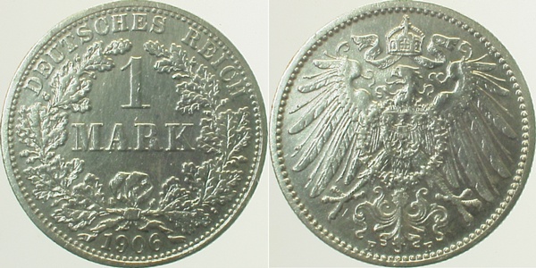 1 Mark 1906 F J017 Gedenkmünzen