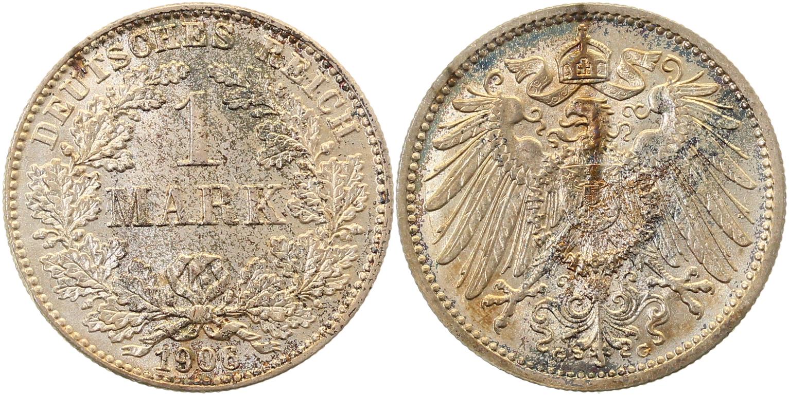 1 Mark 1906 G f prfr/f prfr/stgl ! J017 Gedenkmünzen