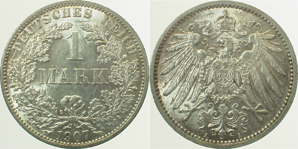 1 Mark 1907 A J017 Gedenkmünzen