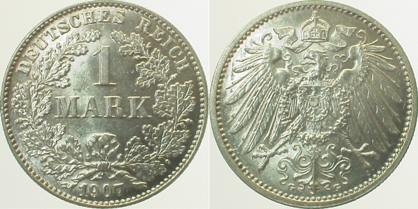 1 Mark 1907 G J017 Gedenkmünzen