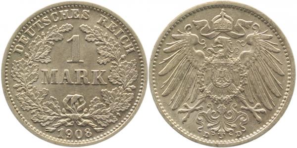 1 Mark 1908 D J017 Gedenkmünzen