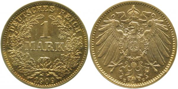 1 Mark 1909 E fast prägefrisch /fast stgl