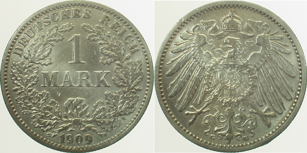 1 Mark 1909 G J017 Gedenkmünzen