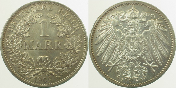1 Mark 1909 G J017 Gedenkmünzen