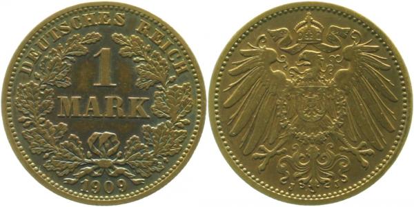 1 Mark 1909 J J017 fast vz Gedenkmünzen