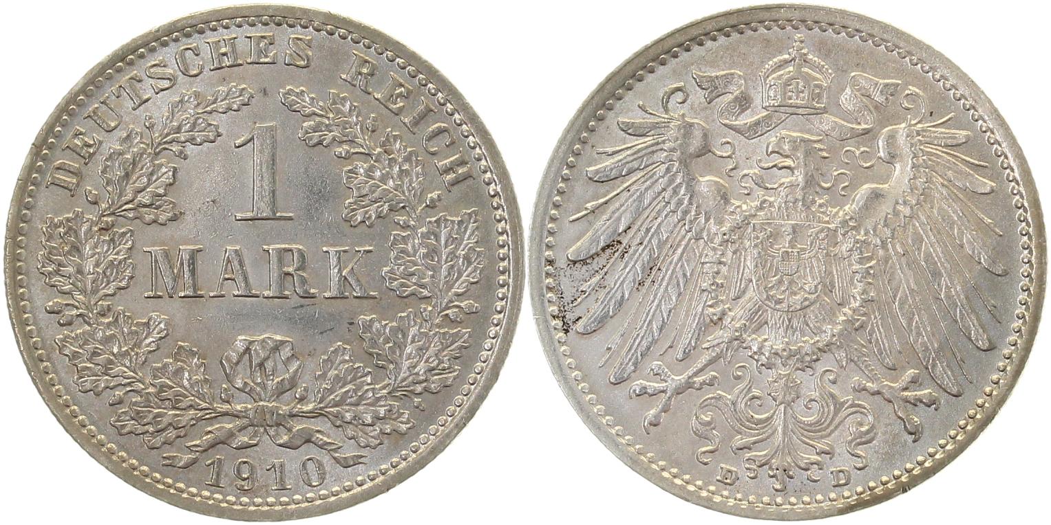 1 Mark 1910 D J017 beginnende Patina