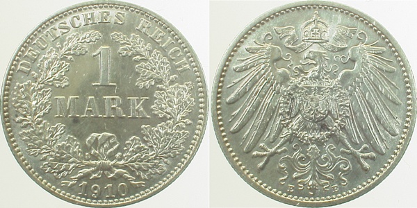 1 Mark 1910 E J017 Gedenkmünzen