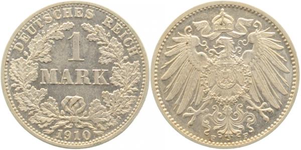 1 Mark 1910 F vz aus Erstabschlag J017