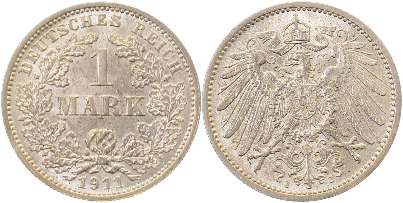 1 Mark 1911 J vz/st+ !fast unzirkuliert J017