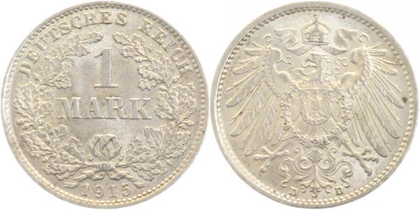 1 Mark 1915 D J017 beide Münzzeichen dreifach geprägt