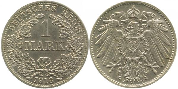 1 Mark 1916 F prägefrisch TOP J17