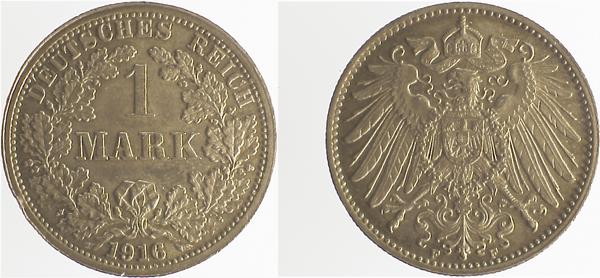 1 Mark 1916 F Gedenkmünzen kl. Randfehler