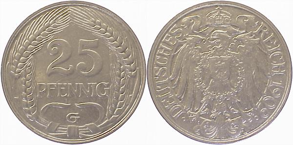 25 Pfennig 1909 G ss/vz J018