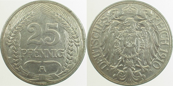 25 Pfennig 1910 A J018 ss
