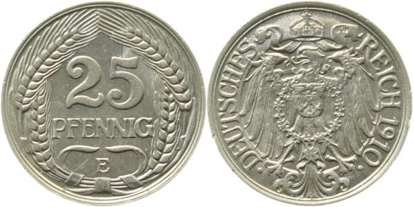 25 Pfennig 1910 E J018 f prfr min Rf