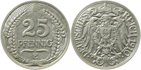 25 Pfennig 1910 E J018 vz+