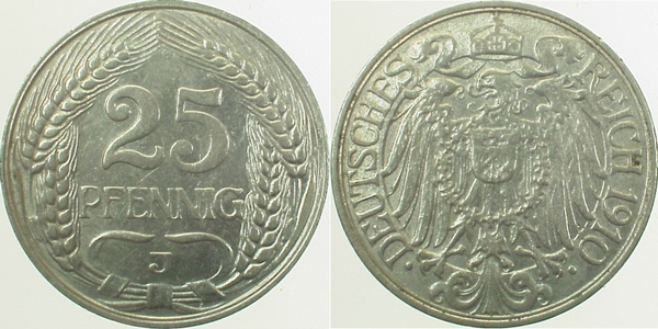 25 Pfennig 1910 J J018 vz-