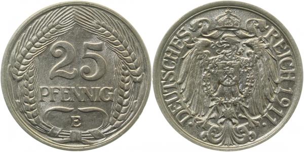25 Pfennig 1911 E J018 vz