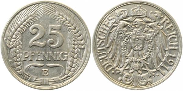 25 Pfennig 1911 E J018 ss/vz