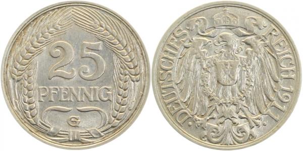 25 Pfennig 1911 G J018 ss/vz