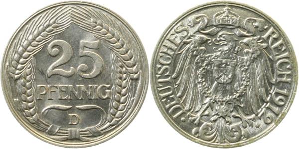 25 Pfennig 1912 D J018 f prfr kl Kratzer